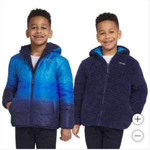 NWT Eddie Bauer Kids Youth Boys Reversible Sherpa Lined Jacket BLUE